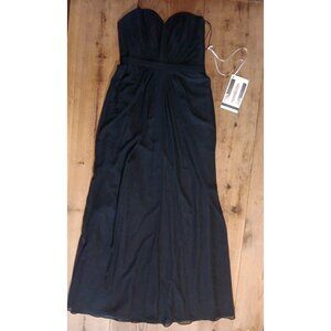 Sorella Vita Long Chiffon Dress Women 12 Black Strapless 8514 Evening Formal NWT
